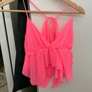 hot Pink urban outfitters FAIRY cropped tank